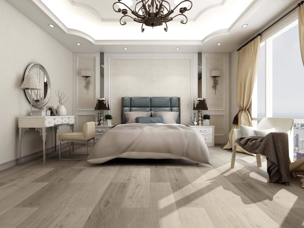 SPC flooring installed in the bedroom — the best rooms to install SPC flooring in your home.